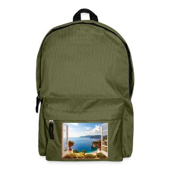 Panoramic views of the Mediterranean coast - Backpack - olive green - Front