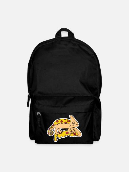 Funny-chameleon-iguana-pizza-motif - Rucksack - Schwarz