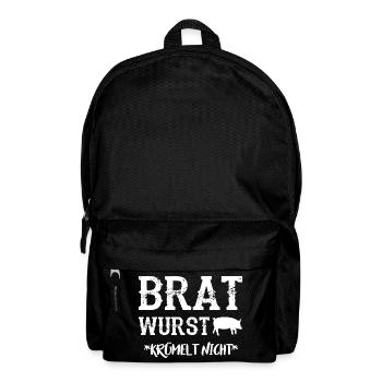 BRATWURST KRÜMELT NICHT Lustig Grillen BBQ Spruch - Rucksack - Schwarz - Vorne