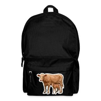 Cow and Calf – Polygon Art in Modern Style - Backpack - black - Front