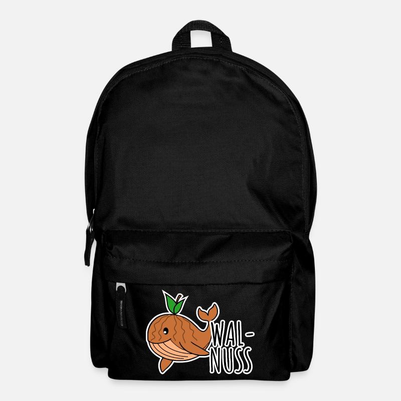 Walnuss - Halb Wal halb Nuss schwimmt lustig herum - Rucksack - Schwarz