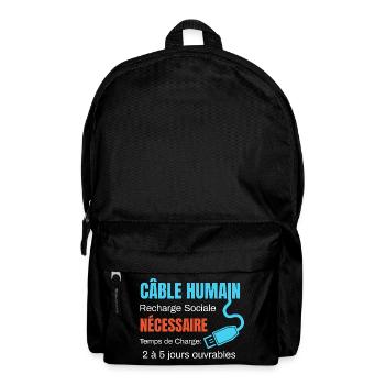 Câble Humain Recharge Sociale humour - Sac à dos - noir - Devant