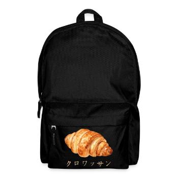 Cute Croissant Japanese Text Design - Backpack - black - Front