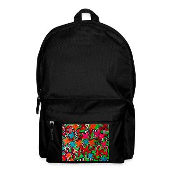 Color explosion of hearts and flowers - Backpack - black - Front