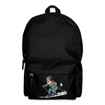 Skiing Dog Winter Sports Funny Slope Hero - Backpack - black - Front