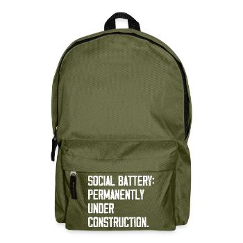 Social Battery: Permanently Under Construction - Rucksack - Olivgrün - Vorne