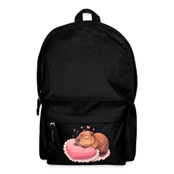 Schlafendes Capybara – Cozy Herzkissen Motiv - Rucksack - Schwarz - Vorne