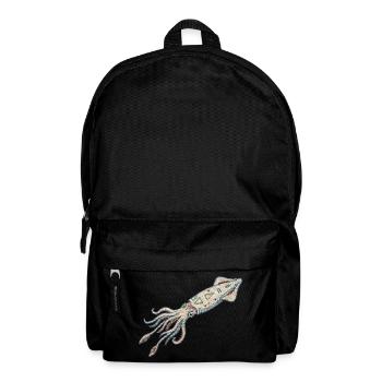 Bestickter Tintenfisch – Meeresmotiv (gedruckt) - Rucksack - Schwarz - Vorne