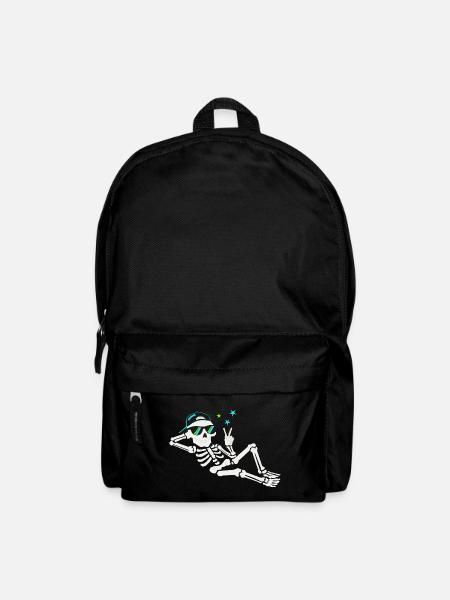 Lässiger Skelett mit Sonnenbrille - Rucksack - Schwarz
