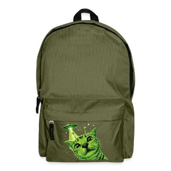 Alien Cat UFO - Backpack - olive green - Front