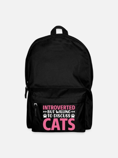 Introverted discuss with cat - Backpack - black