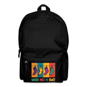Unsere Welt ist bunt! - Welt-Down-Syndrom-Tag - Rucksack - Schwarz - Vorne
