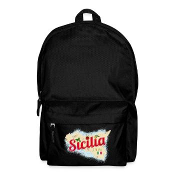Sizilien Italien Vintage Insel Souvenir mit Fahne - Rucksack - Schwarz - Vorne