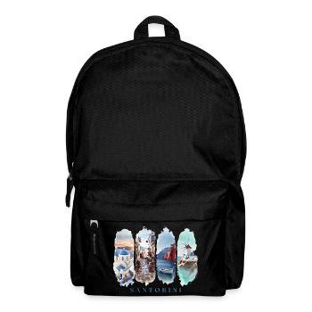 Santorini Vacation Travel – Greece Island Motif - Backpack - black - Front