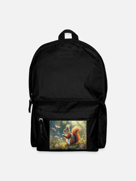 Squirrels in the flower garden - Backpack - black