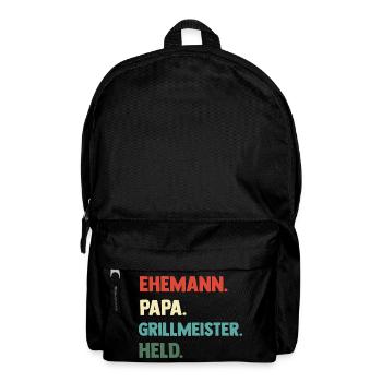 Papa Vater Held Grillmeister BBQ Geschenk - Rucksack - Schwarz - Vorne