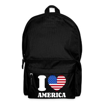 I Love America Herz Liebe Amerika Fan USA Flagge - Rucksack - Schwarz - Vorne