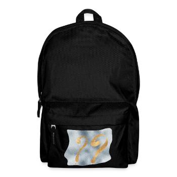 Golden question marks on blue - Backpack - black - Front