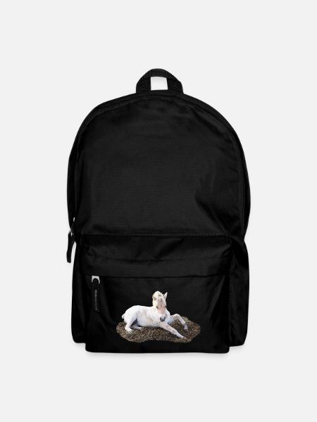 Schlafendes fohlen auf Heu - Rucksack - Schwarz