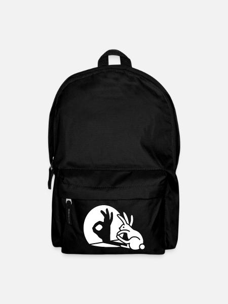 Rabbit shadow hand OK gesture sign Okay pico bello - Backpack - black
