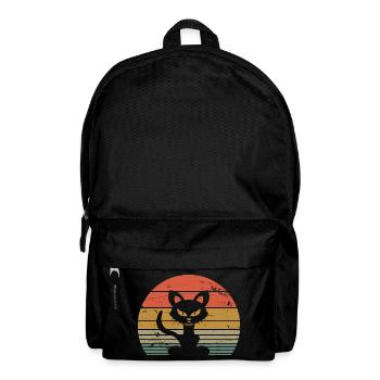 Cute Cat Retro Silhouette Cat Lover & Owner Gift - Backpack - black - Front