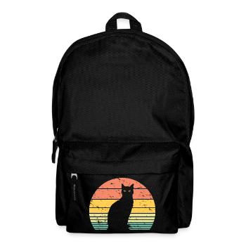 Cute Cat Retro Silhouette Cat Lover & Owner Gift - Backpack - black - Front