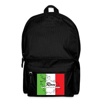 Rom - Hauptstadt mit GPS-Koordinaten & Flagge - Rucksack - Schwarz - Vorne