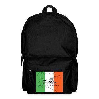 Dublin - Hauptstadt mit GPS & Flagge - Rucksack - Schwarz - Vorne