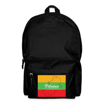 Vilnius - Hauptstadt mit GPS & Flagge - Rucksack - Schwarz - Vorne