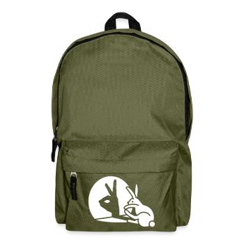 Funny Rabbit shadow hand puppet hare pop art - Backpack - olive green - Front
