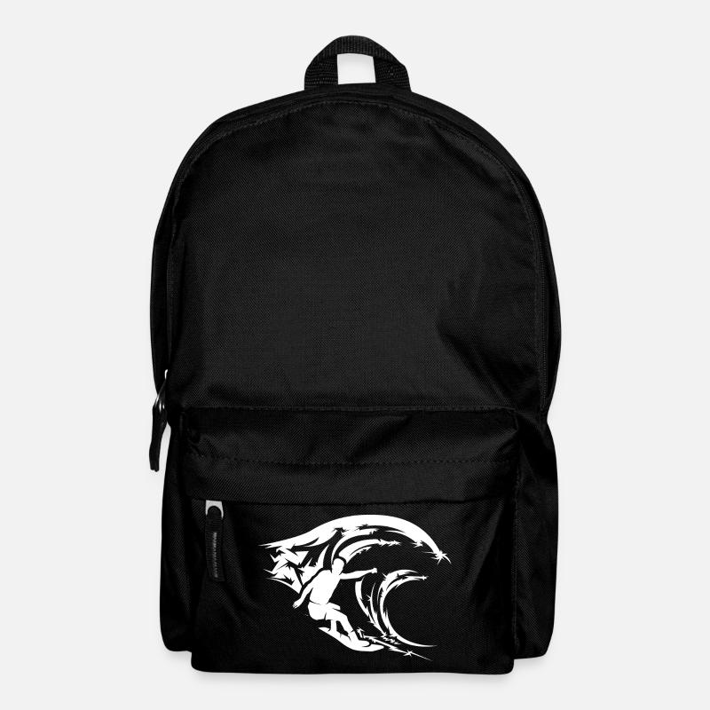 Surf Vagues Eau Mer Symbole Surfeur Icône - Sac à dos - noir