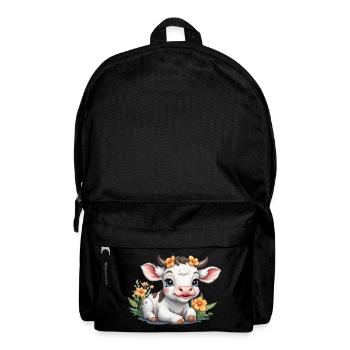 Mignon bébé vache veau sur prairie fleurie - Sac à dos - noir - Devant