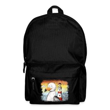 Möwe Urlaub Meer Leuchtturm Sonnenuntergang - Rucksack - Schwarz - Vorne