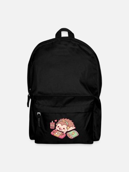 Süßer Igel Relax Gamer Mit Boba Und Snack - Rucksack - Schwarz