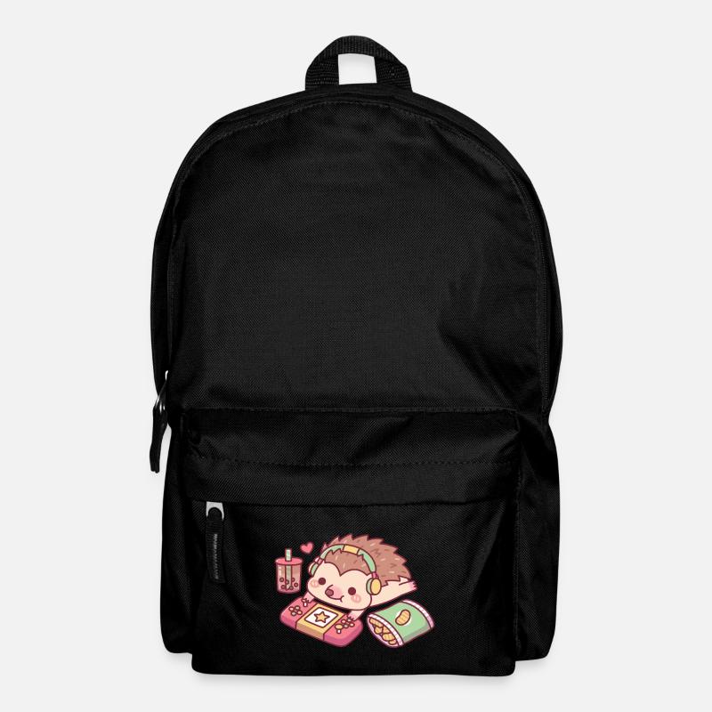 Süßer Igel Relax Gamer Mit Boba Und Snack - Rucksack - Schwarz