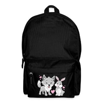 Bébé loup heureux et mignon lapin souriant - Sac à dos - noir - Devant