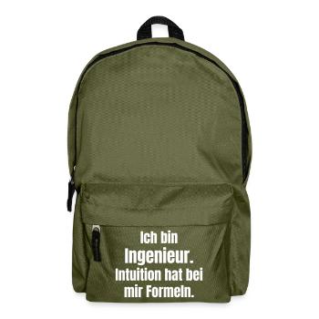 Ingenieur Spruch: Formulas instead of intuition - Backpack - olive green - Front