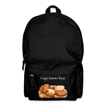Capybara with pizza on sofa - Backpack - black - Front
