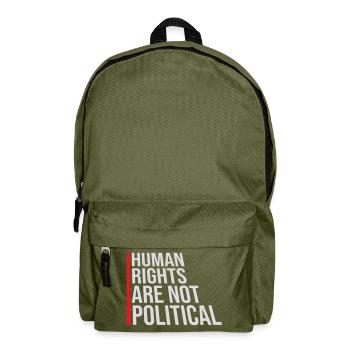 Human Rights Are Not Political Menschenrechte Logo - Backpack - olive green - Front