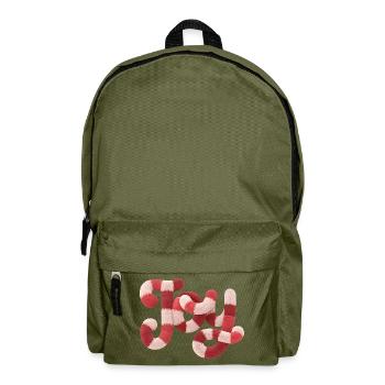 Weihnachts JOY Typografie Rot Weiß Motiv - Rucksack - Olivgrün - Vorne