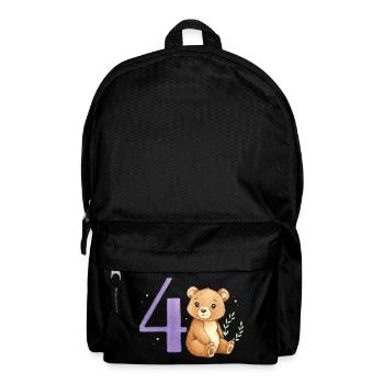 Watercolor Bear with Number 4 - Backpack - black - Front