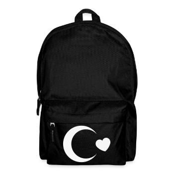 Turkey Flag Crescent Moon Heart (I Love Turkey, White) - Backpack - black - Front
