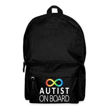 Autist on Board: Neurodiversitäts-Aufkleber - Rucksack - Schwarz - Vorne