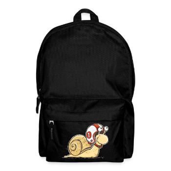 Vollgas Schnecke – Lustige Rennschnecke mit Helm - Rucksack - Schwarz - Vorne