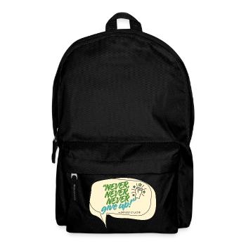 Never Give Up Winston Churchill Zitat - Rucksack - Schwarz - Vorne