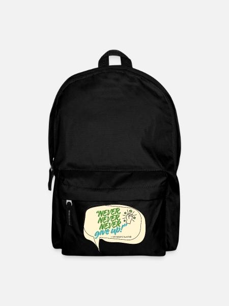 Never Give Up Winston Churchill Zitat - Rucksack - Schwarz