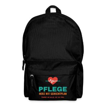Pflege – Herz mit Schichtplan - Rucksack - Schwarz - Vorne