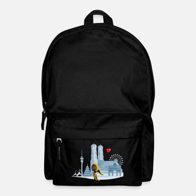 Skyline München mit Münchner Kindl und Herz - Rucksack - Schwarz