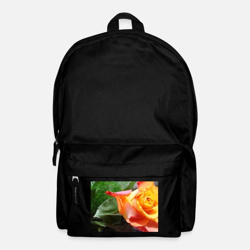 Orange Rose mit grünem Blatt - Rucksack - Schwarz