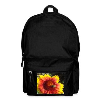 Bourdon sur cocarde fleur rouge jaune - Sac à dos - noir - Devant